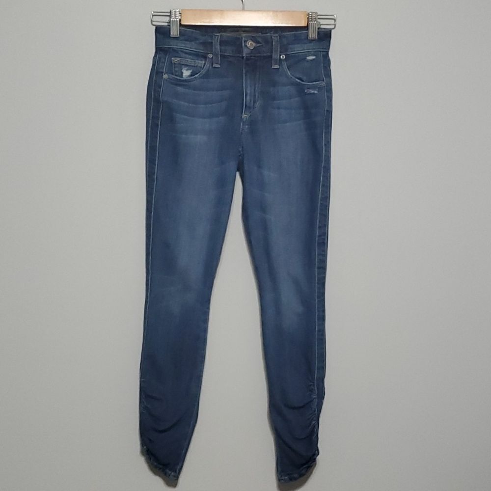 Joe's jeans women's size 00 blue‎ The Icon mid rise skinny ankle distressed hole